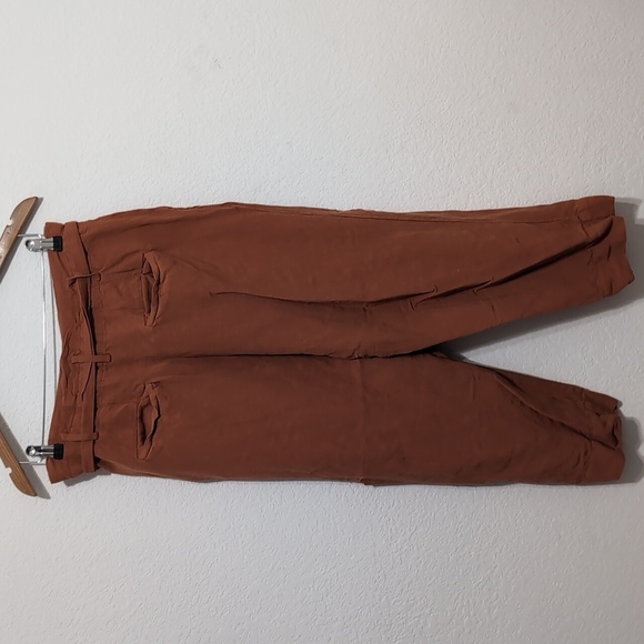 Madewell Linen Blend Burnt Orange Paperbag Pants Women's size 8 Waist Tie - Picture 6 of 13